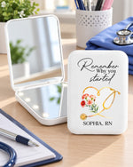 Personalized Text And Birth Month Flower Remember Why You Started Gift For Nurse LED Mirror - Scrubloop