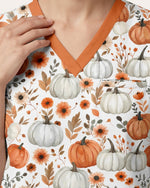 Personalized Text Autumn Vibe Pattern Gift For Nurse Top - Scrubloop