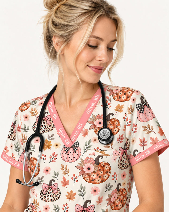 Personalized Text Autumn Vibe Pattern Gift For Nurse Top