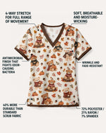Personalized Text Autumn Vibe Pattern Gift For Nurse Top - Scrubloop
