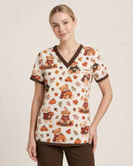 Personalized Text Autumn Vibe Pattern Gift For Nurse Top - Scrubloop