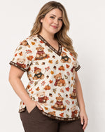 Personalized Text Autumn Vibe Pattern Gift For Nurse Top - Scrubloop