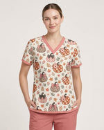 Personalized Text Autumn Vibe Pattern Gift For Nurse Top - Scrubloop