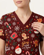 Personalized Text Christmas Things Pattern Gift For Nurse Top - Scrubloop