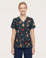 Personalized Text Christmas Things Pattern Gift For Nurse Top - Scrubloop