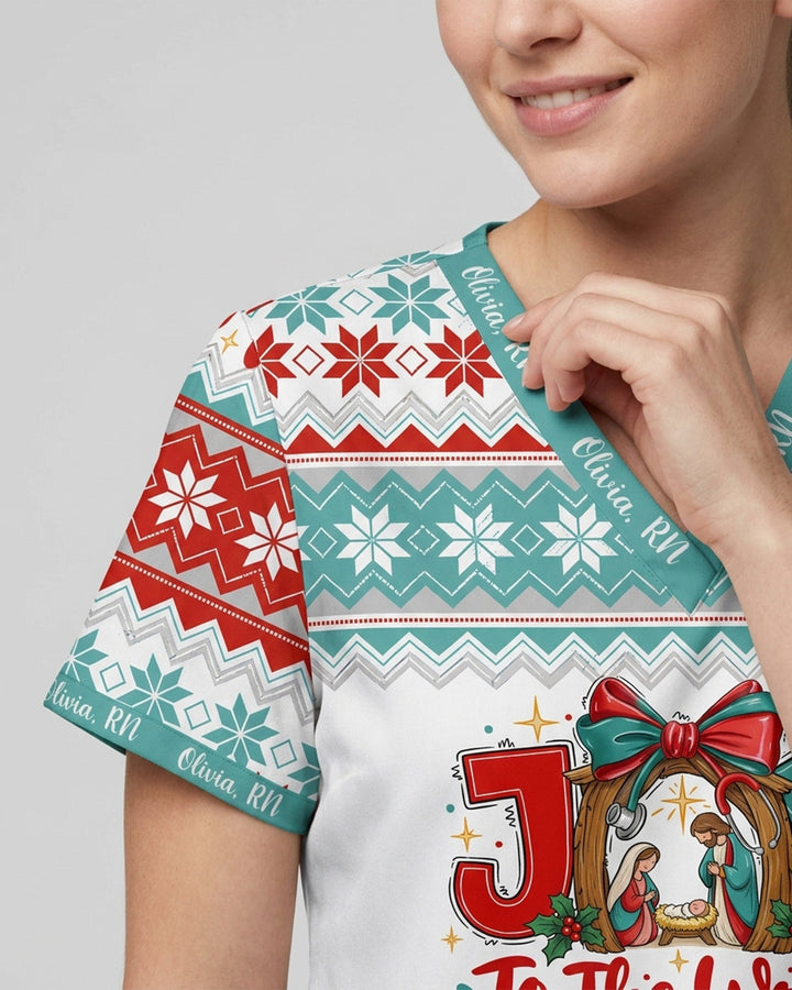 Personalized Text Joy To The World Jesus Christmas Gift For Nurse Top