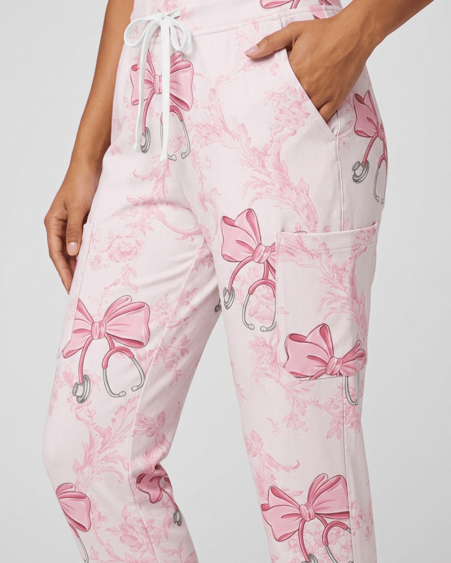 Personalized Year Nurse Stethoscope Bow Women's One-Pocket V-neck Scrub Set - Scrubloop