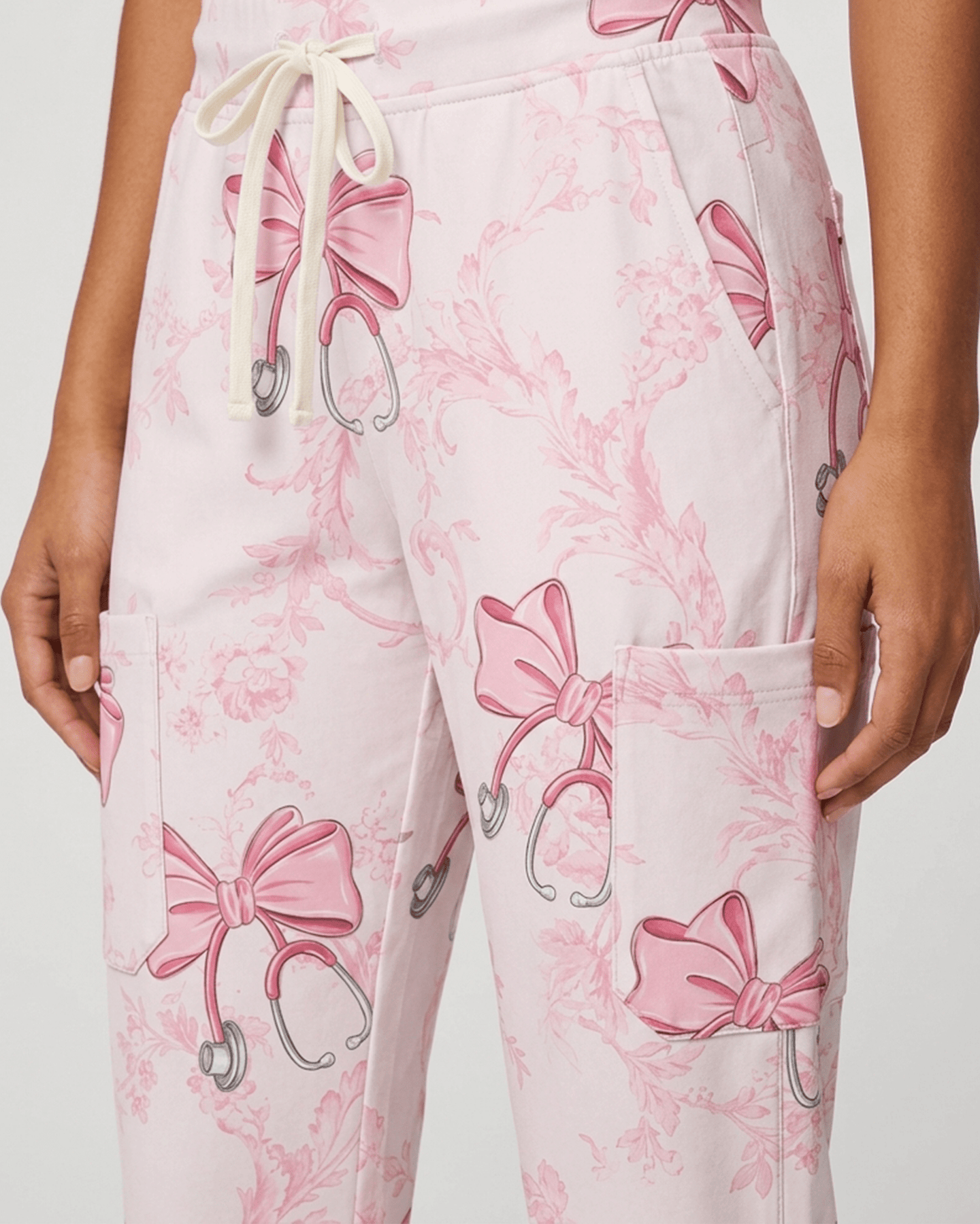 Personalized Year Nurse Stethoscope Bow Women's One-Pocket V-neck Scrub Set - Scrubloop