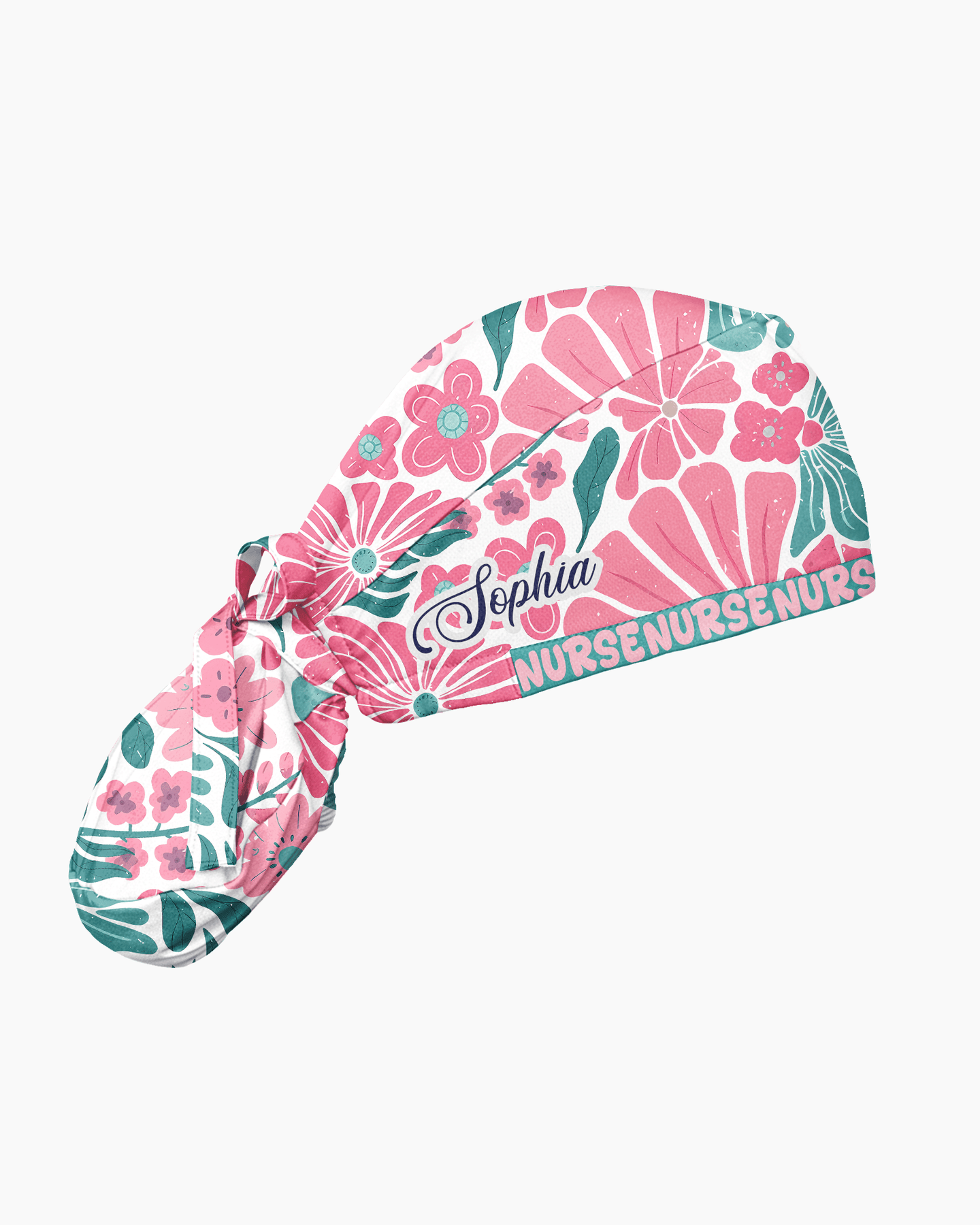 Personalized Year Nurse Vintage Flower Pattern Premium Satin-Lined Scrub Cap - Scrubloop