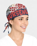 Personalized Year Nurse Vintage Flower Pattern Premium Satin-Lined Scrub Cap - Scrubloop