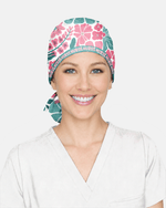 Personalized Year Nurse Vintage Flower Pattern Premium Satin-Lined Scrub Cap - Scrubloop