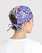 Personalized Year Nurse Vintage Flower Pattern Premium Satin-Lined Scrub Cap - Scrubloop