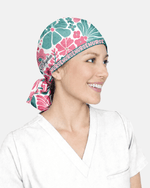 Personalized Year Nurse Vintage Flower Pattern Premium Satin-Lined Scrub Cap - Scrubloop