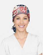 Personalized Year Nurse Vintage Flower Pattern Premium Satin-Lined Scrub Cap - Scrubloop