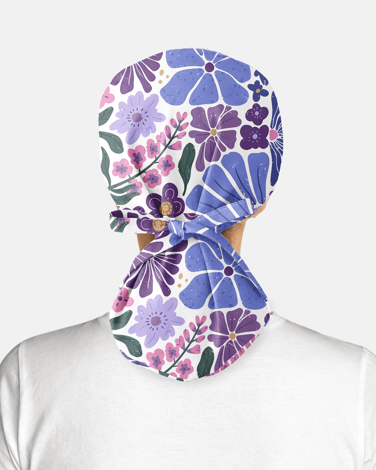 Personalized Year Nurse Vintage Flower Pattern Premium Satin-Lined Scrub Cap - Scrubloop