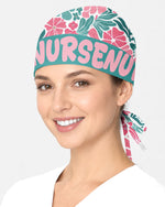 Personalized Year Nurse Vintage Flower Pattern Premium Satin-Lined Scrub Cap - Scrubloop