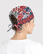 Personalized Year Nurse Vintage Flower Pattern Premium Satin-Lined Scrub Cap - Scrubloop