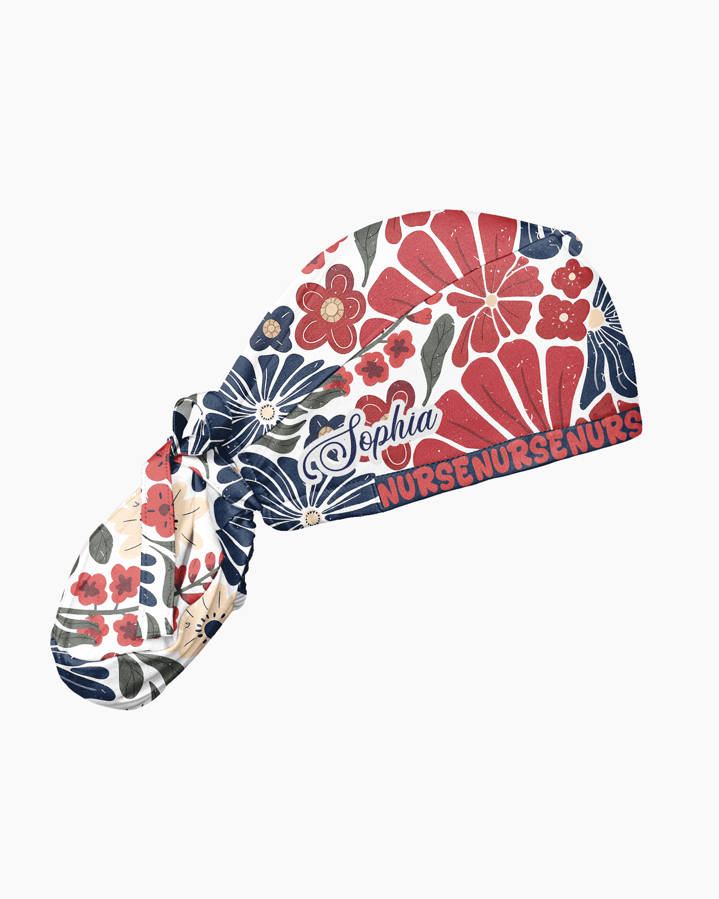 Personalized Year Nurse Vintage Flower Pattern Premium Satin-Lined Scrub Cap - Scrubloop