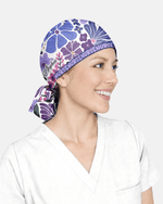 Personalized Year Nurse Vintage Flower Pattern Premium Satin-Lined Scrub Cap - Scrubloop