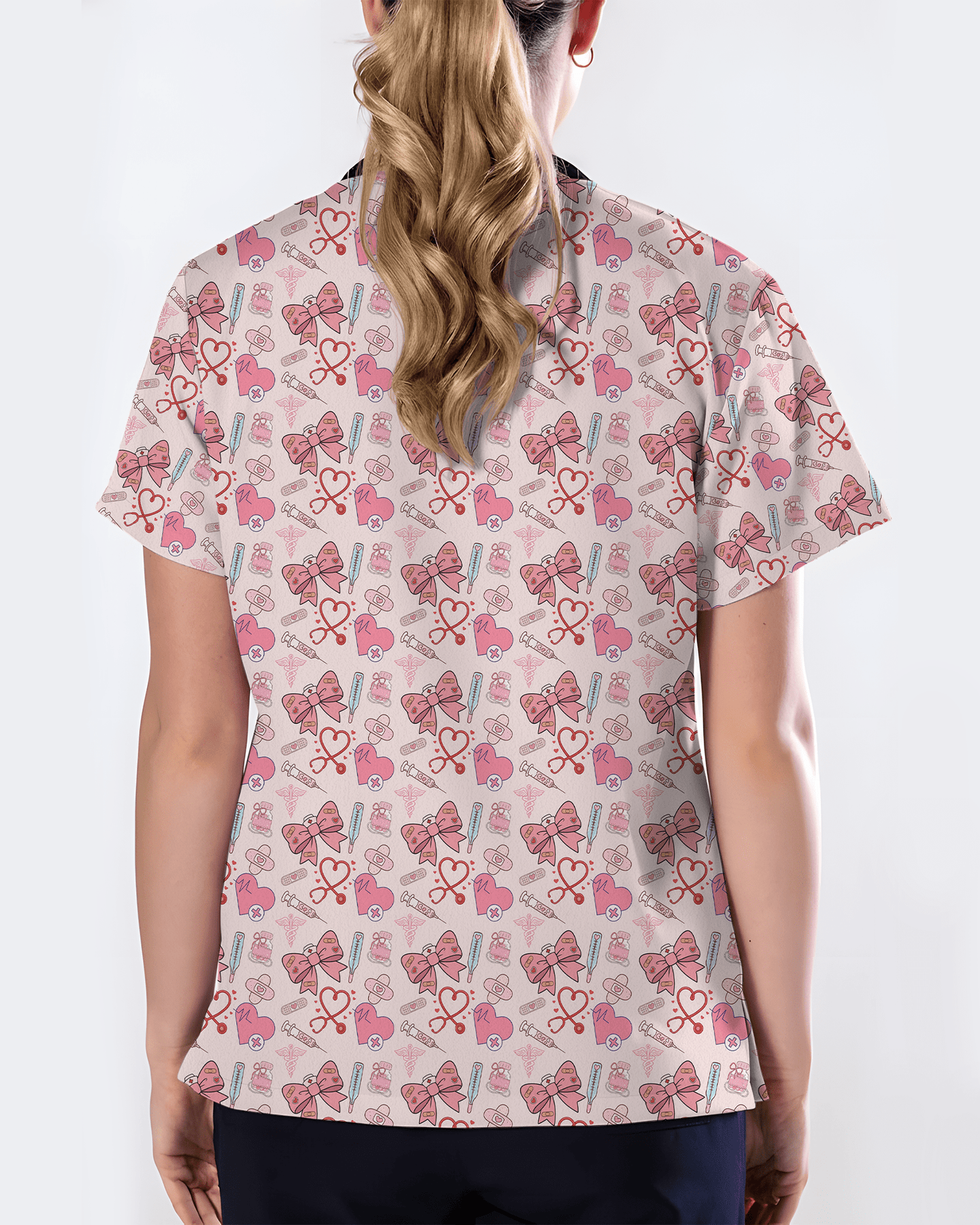 Pink Coquette Bow Nurse Life Scrub Top - Scrubloop