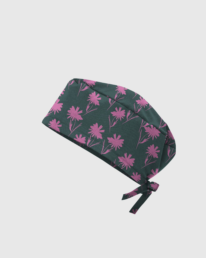 Pink Meadow Flowers Scrub Cap