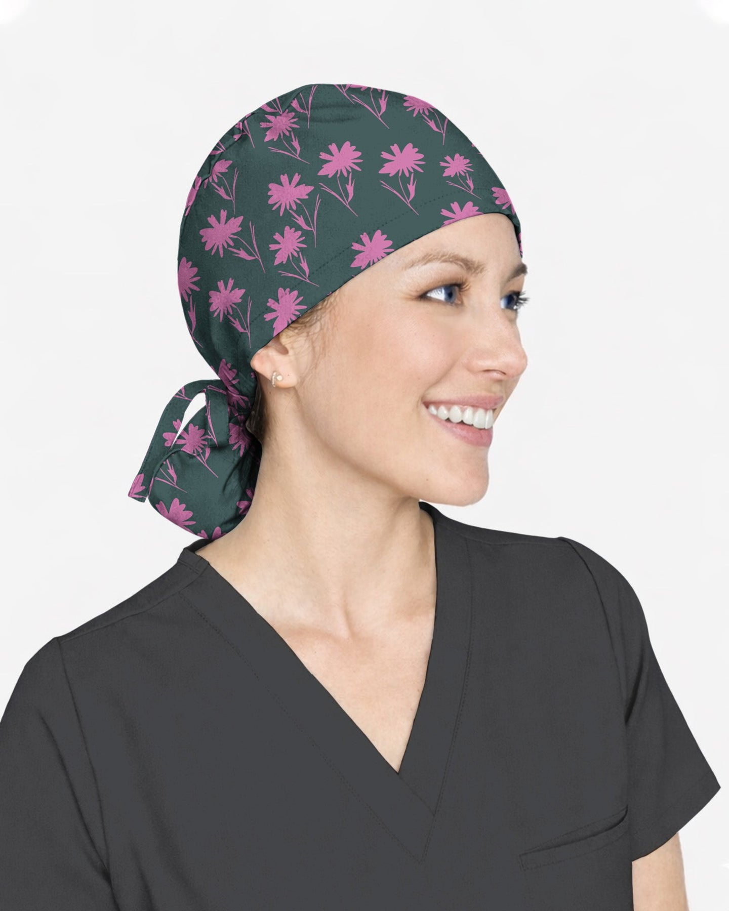 Pink Meadow Flowers Scrub Cap - Scrubloop