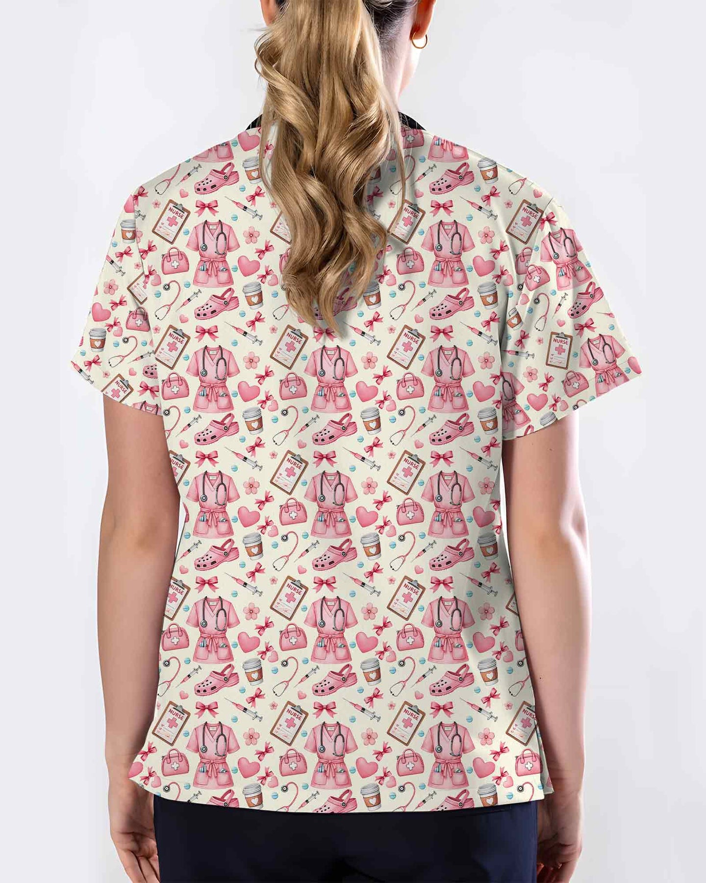 Pink Nurse Essentials Medical Scrub Top - Scrubloop