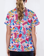 Pink Paradise Flora Women Scrub Top - Scrubloop