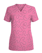 Pink Ripple Soft Blush Ocean Waves Women Scrub Top - Scrubloop