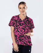 Pink Rose Petals All Over Scrub Top - Scrubloop