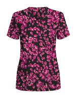 Pink Rose Petals All Over Scrub Top - Scrubloop
