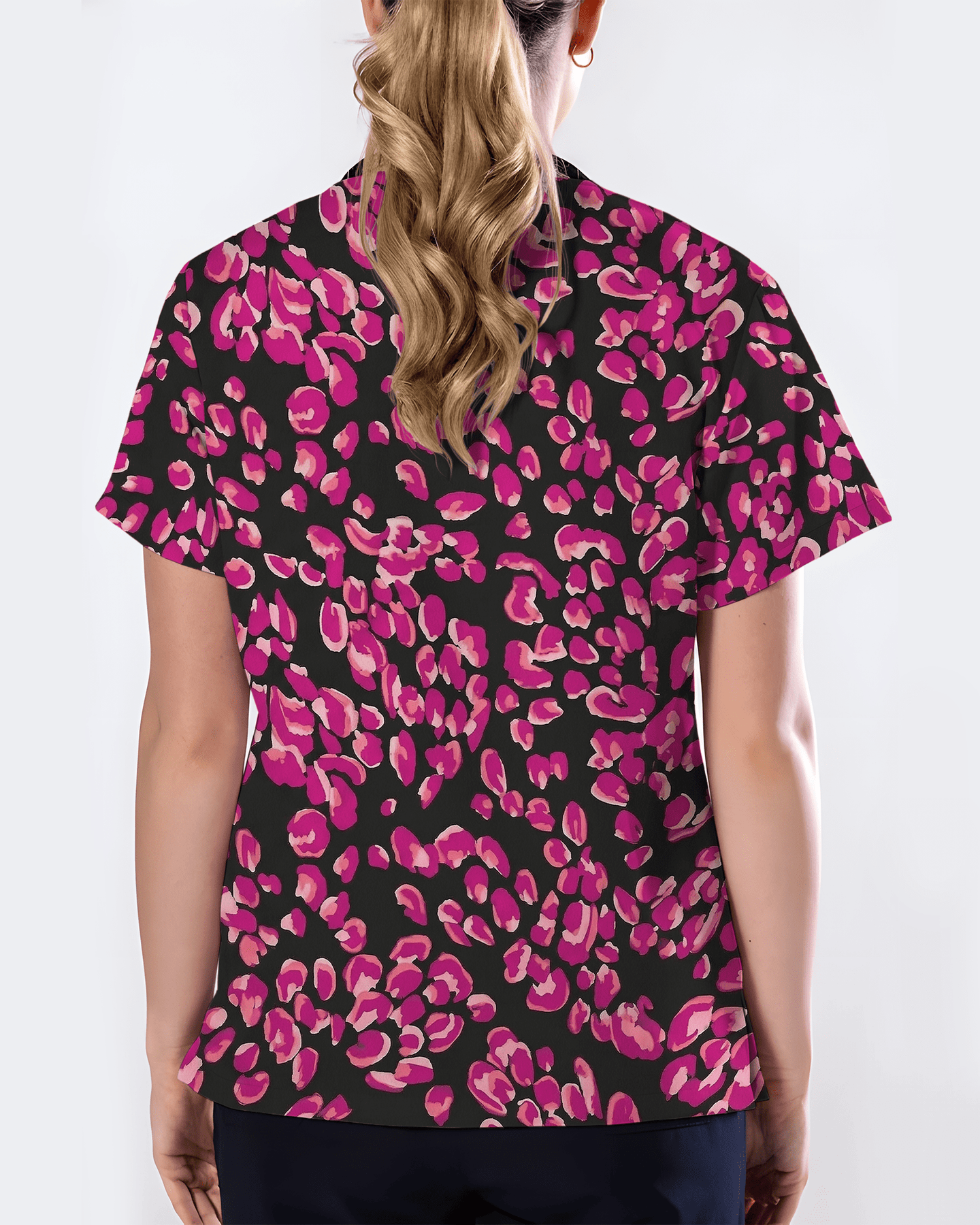 Pink Rose Petals All Over Scrub Top - Scrubloop