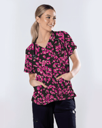Pink Rose Petals All Over Scrub Top - Scrubloop
