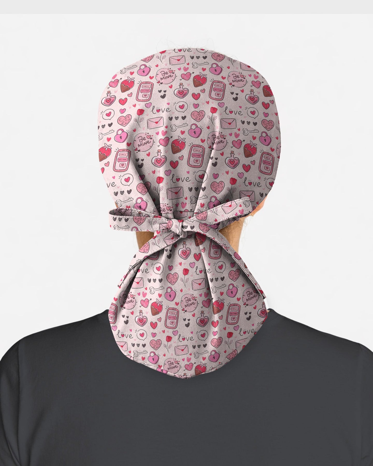 Pink Valentine Heart Theme Scrub Cap - Scrubloop