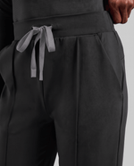Pintuck High-Rise Straight-Leg Pant Black - Scrubloop