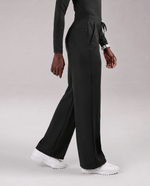 Pintuck High-Rise Straight-Leg Pant Black - Scrubloop