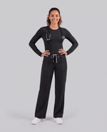 Pintuck High-Rise Straight-Leg Pant Black - Scrubloop