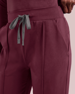 Pintuck High-Rise Straight-Leg Pant Burgundy - Scrubloop
