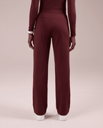 Pintuck High-Rise Straight-Leg Pant Burgundy - Scrubloop