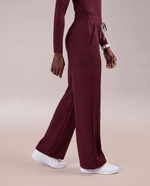 Pintuck High-Rise Straight-Leg Pant Burgundy - Scrubloop