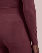 Pintuck High-Rise Straight-Leg Pant Burgundy - Scrubloop