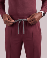 Pintuck High-Rise Straight-Leg Pant Burgundy - Scrubloop