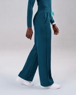 Pintuck High-Rise Straight-Leg Pant Caribbean Blue - Scrubloop