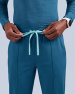 Pintuck High-Rise Straight-Leg Pant Caribbean Blue - Scrubloop
