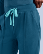 Pintuck High-Rise Straight-Leg Pant Caribbean Blue - Scrubloop