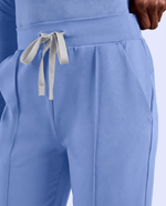 Pintuck High-Rise Straight-Leg Pant Ceil Blue - Scrubloop