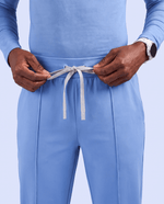 Pintuck High-Rise Straight-Leg Pant Ceil Blue - Scrubloop