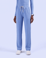 Pintuck High-Rise Straight-Leg Pant Ceil Blue - Scrubloop