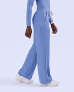 Pintuck High-Rise Straight-Leg Pant Ceil Blue - Scrubloop