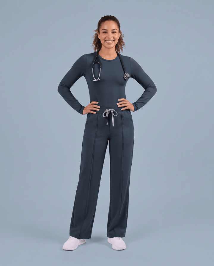 Pintuck High-Rise Straight-Leg Pant Dark Harbor
